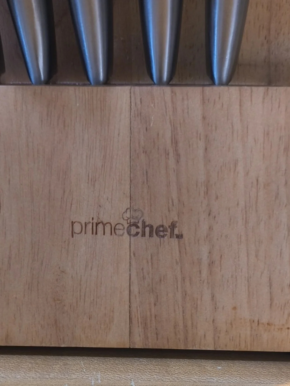 PrimeChef Stainless Steel Knife Block Set Silver Handles Kitchen Cutlery Set
